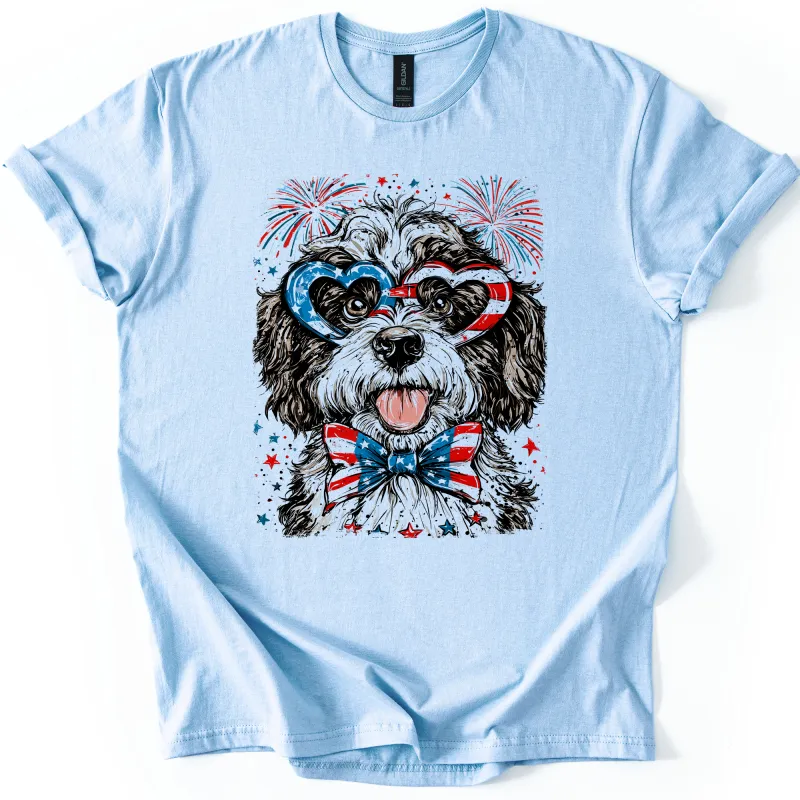 Portuguese Water Dog Patriotic USA America 4th Of July Graphic Tee For Pet Lovers made by Refinery Number One