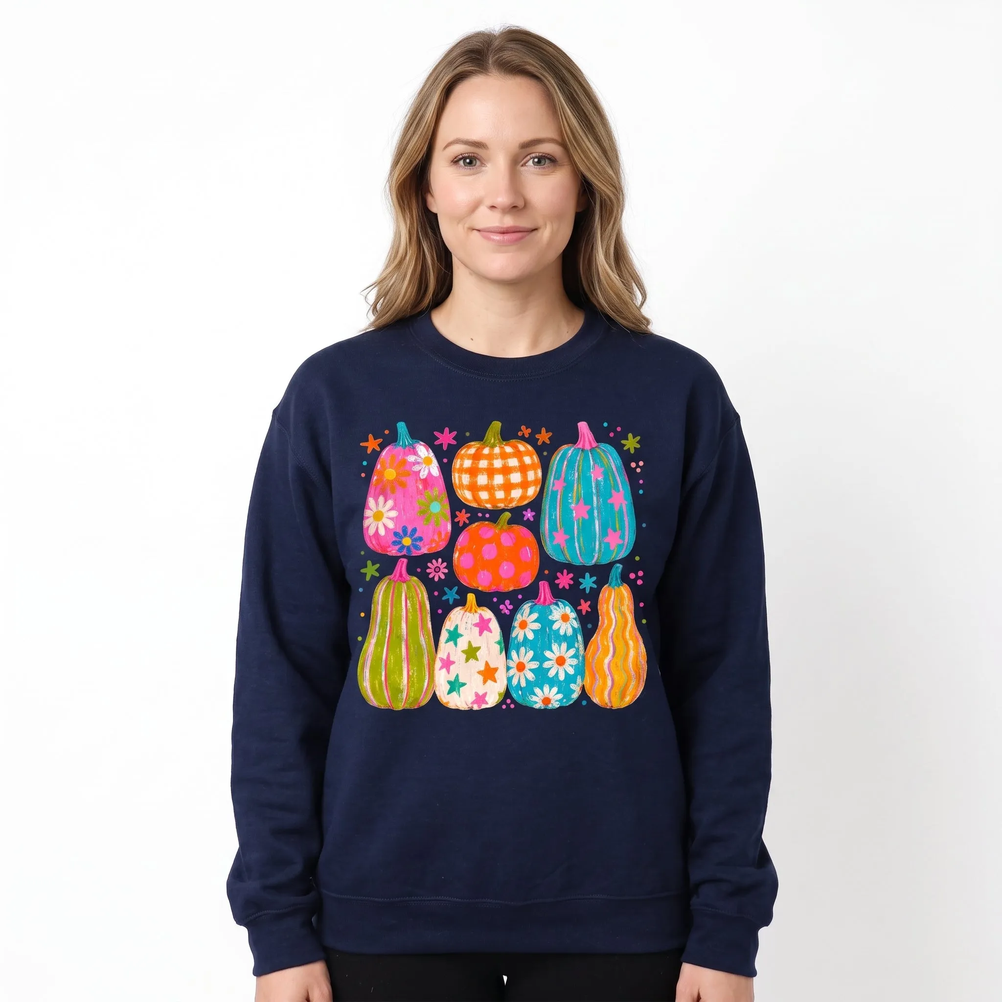 Playful Pumpkins, Bright Fall, Whimsical Autumn, Vibrant Halloween Vibes Sweatshirt sold by Refinery Number One product image thumbnail 2
