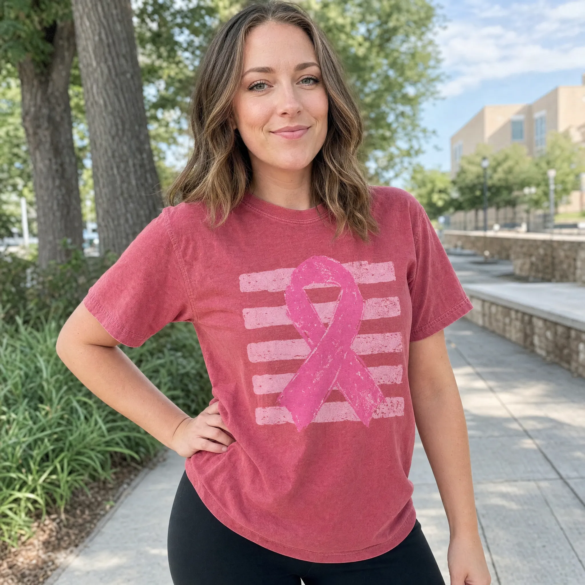 Pink Out, Pink Ribbon, Vintage Stripes, October Breast Cancer Awareness Comfort Colors Tee sold by Refinery Number One product image thumbnail 4