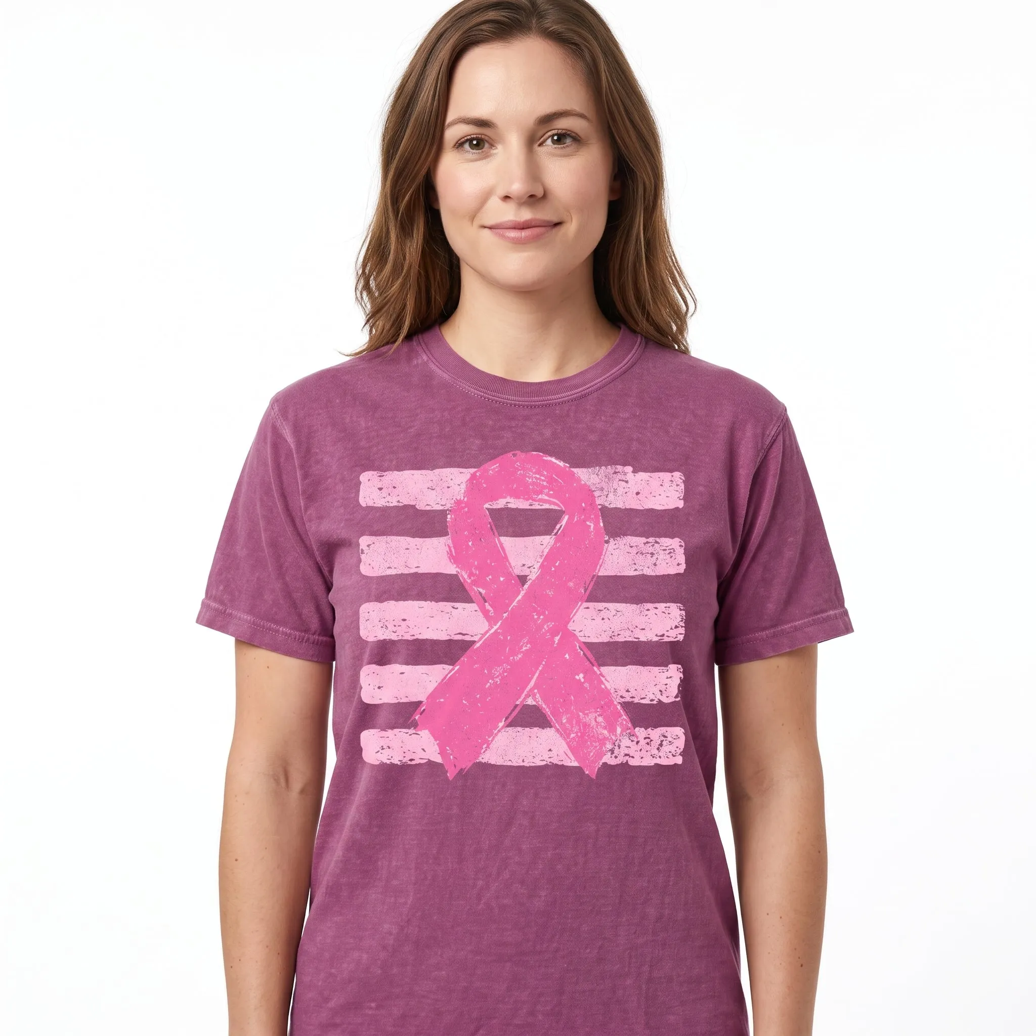 Pink Out, Pink Ribbon, Vintage Stripes, October Breast Cancer Awareness Comfort Colors Tee sold by Refinery Number One product image thumbnail 2