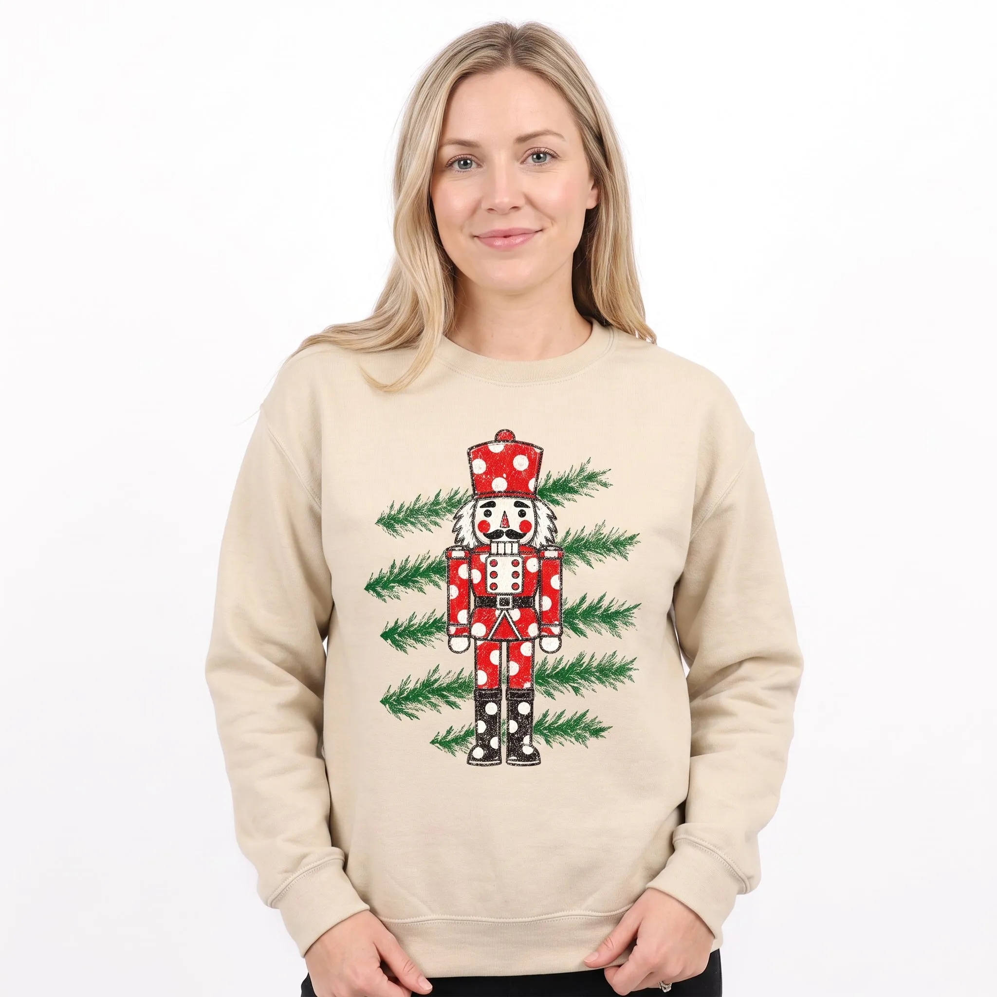 Polka Dot Nutcracker, Vintage Christmas Tree Branches, Festive Holiday Sweatshirt sold by Refinery Number One product image thumbnail 2