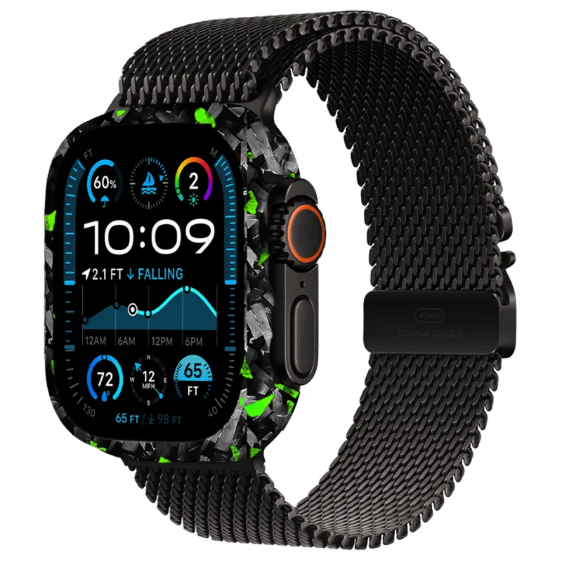 Apple Watch Green Flake Forged Carbon Fiber Case sold by Simply Carbon Fiber