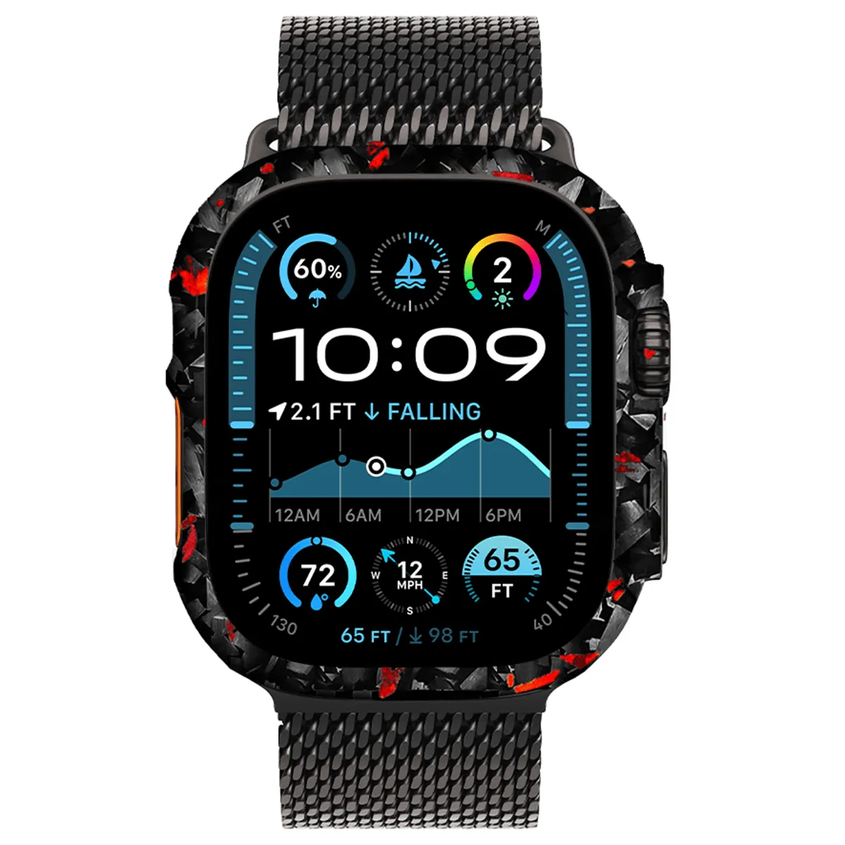 Apple Watch Red Flake Forged Carbon Fiber Case sold by Simply Carbon Fiber product image thumbnail 2