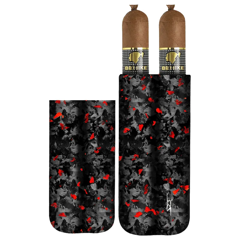 2 Tube Red Flake Forged Carbon Fiber Cigar Case sold by Simply Carbon Fiber