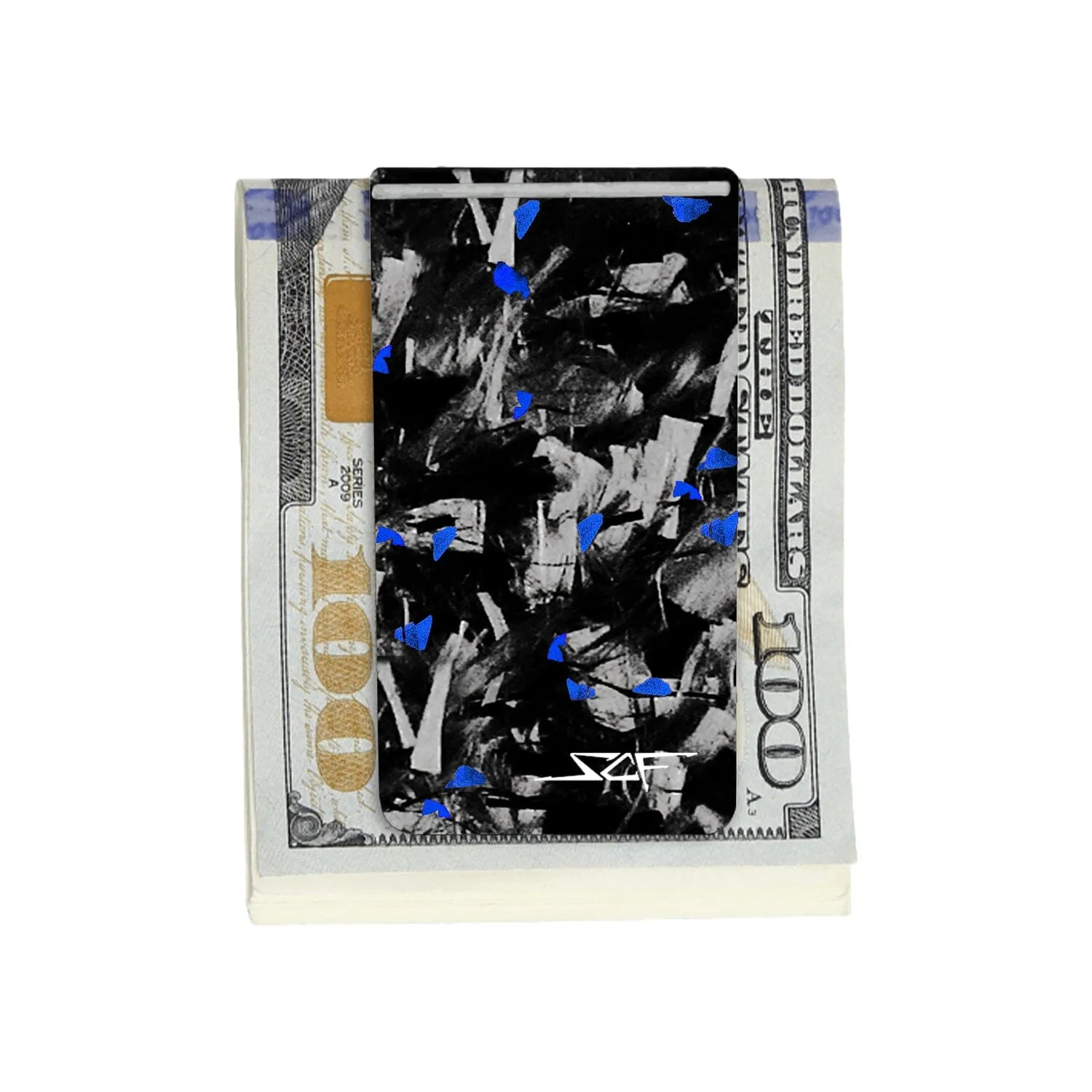 Blue Flake Forged Carbon Fiber Money Clip sold by Simply Carbon Fiber product image thumbnail 2