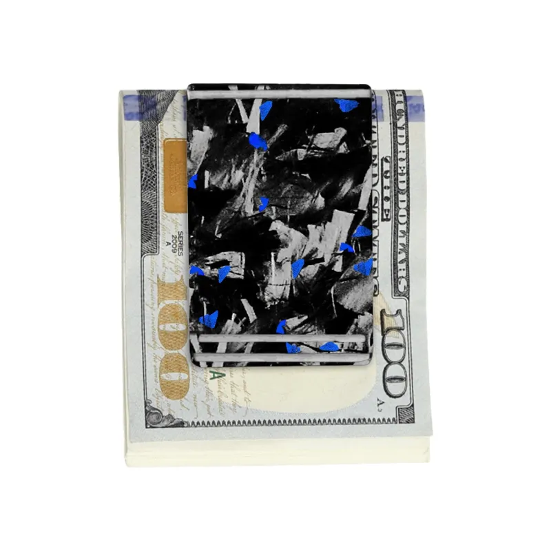 Blue Flake Forged Carbon Fiber Money Clip sold by Simply Carbon Fiber