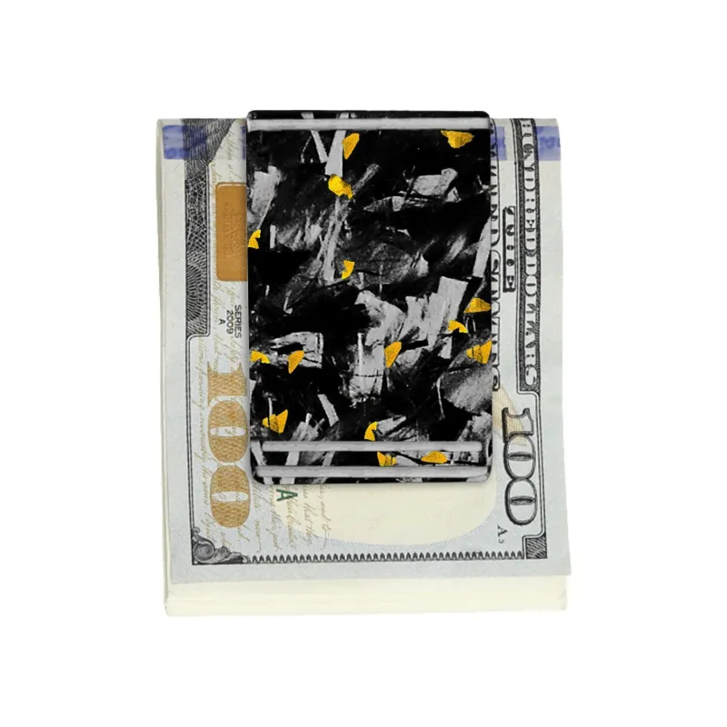 Gold Flake Forged Carbon Fiber Money Clip sold by Simply Carbon Fiber