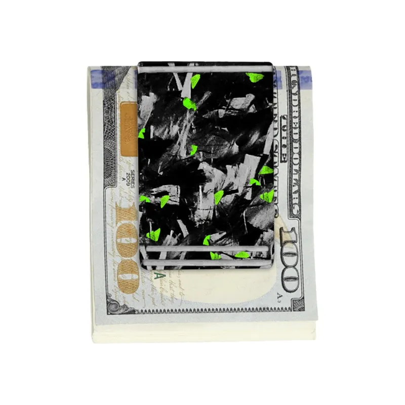 Green Flake Forged Carbon Fiber Money Clip sold by Simply Carbon Fiber