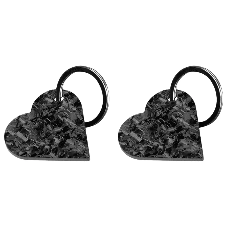 Forged Carbon Fiber Heart Shaped Keychain (2 Pack) made by Simply Carbon Fiber
