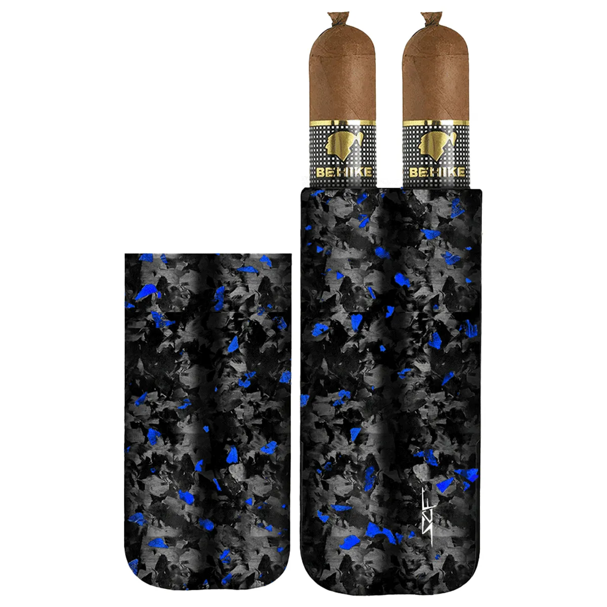 2 Tube Blue Flake Real Forged Carbon Fiber Cigar Case sold by Simply Carbon Fiber