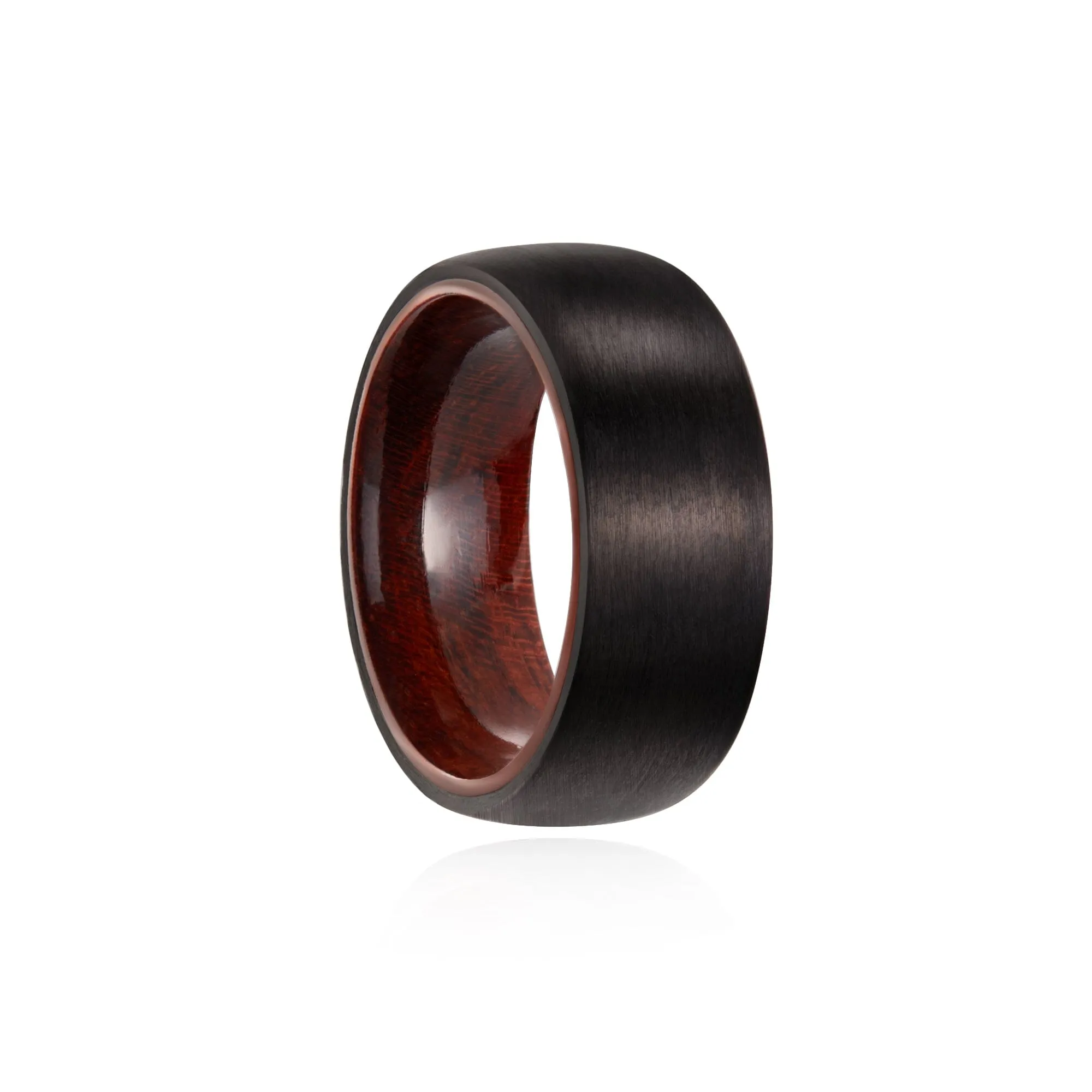 Forged Carbon Fiber Ring | Rose Wood Inlay | Slate Series sold by Simply Carbon Fiber