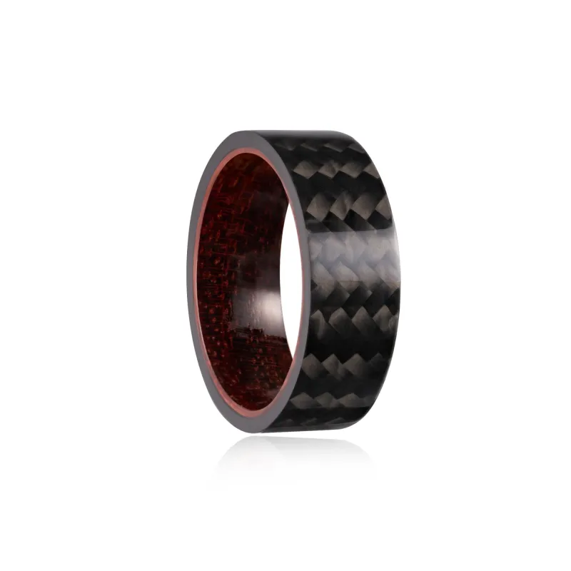 Carbon Fiber Ring | Rose Wood Inlay | Slate Series made by Simply Carbon Fiber