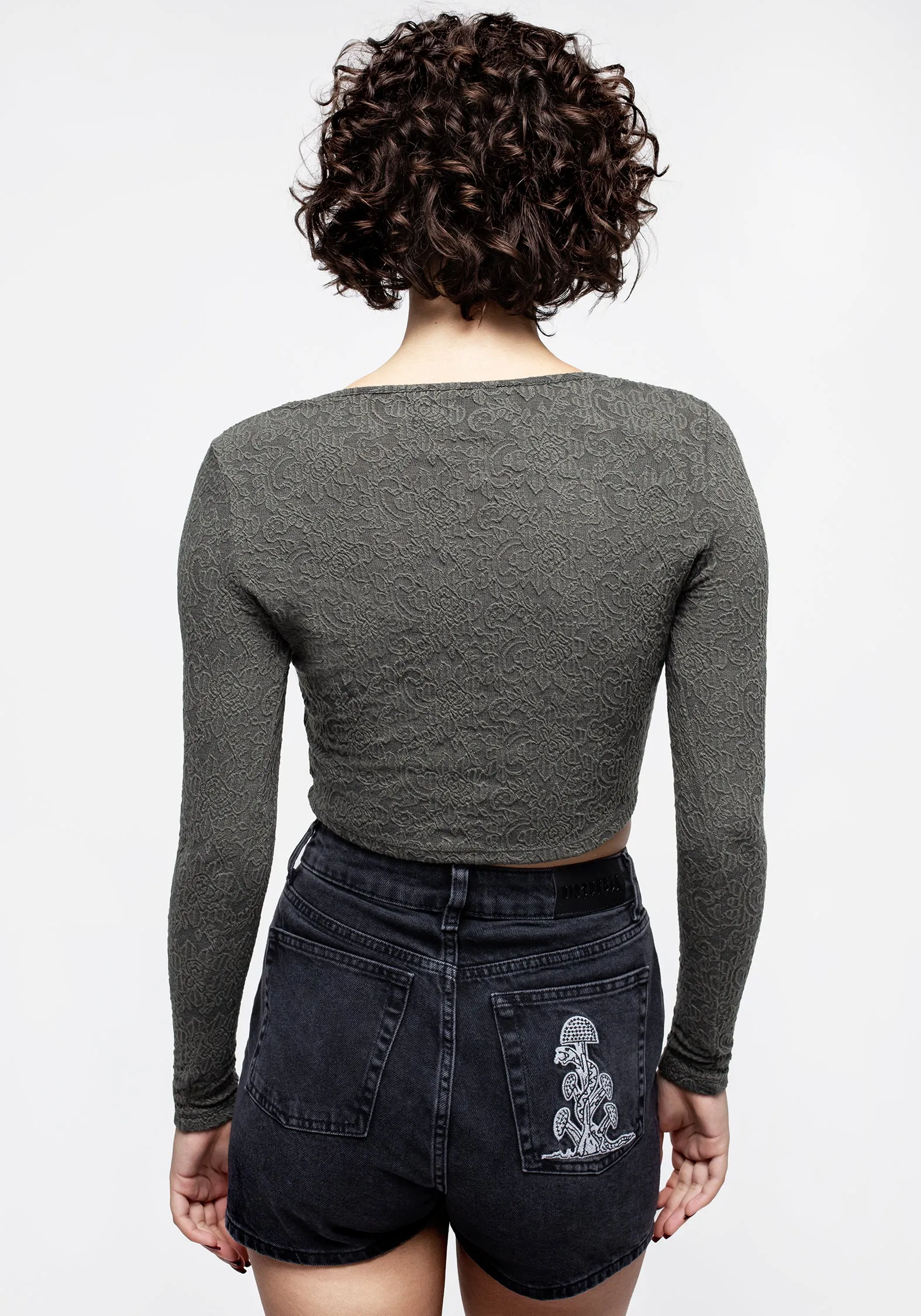 Laurel Lace Up Long Sleeve Crop Top sold by Disturbia product image thumbnail 3