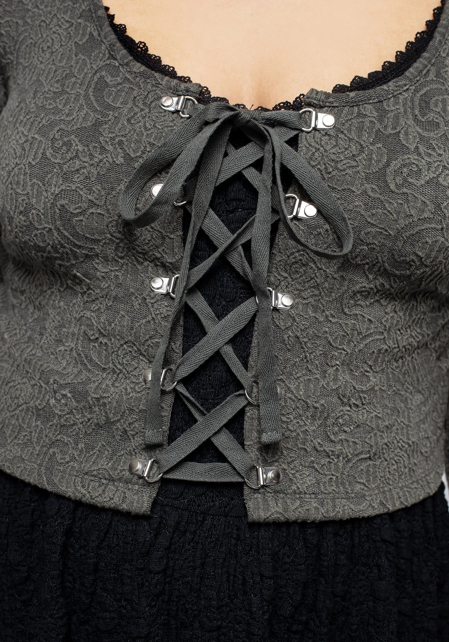 Laurel Lace Up Long Sleeve Crop Top sold by Disturbia product image thumbnail 2