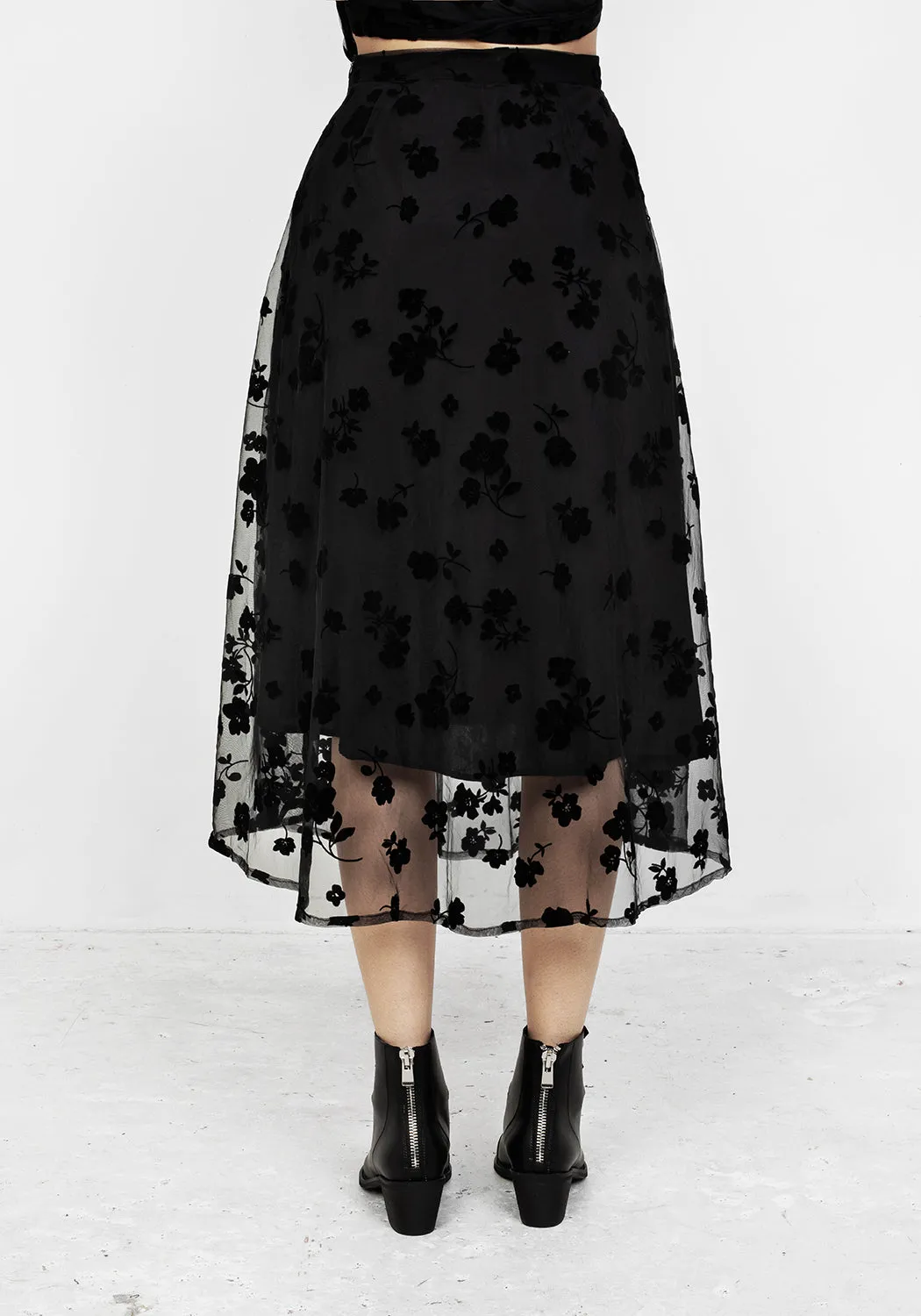 STEVIE MIDI FLOCK SKIRT sold by Disturbia product image thumbnail 3