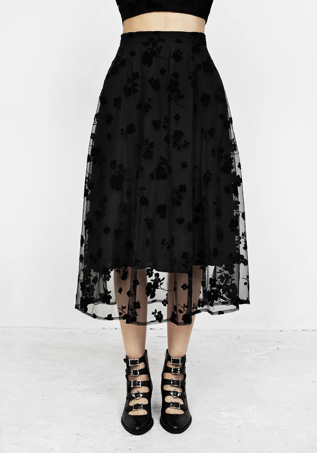 STEVIE MIDI FLOCK SKIRT sold by Disturbia product image thumbnail 2