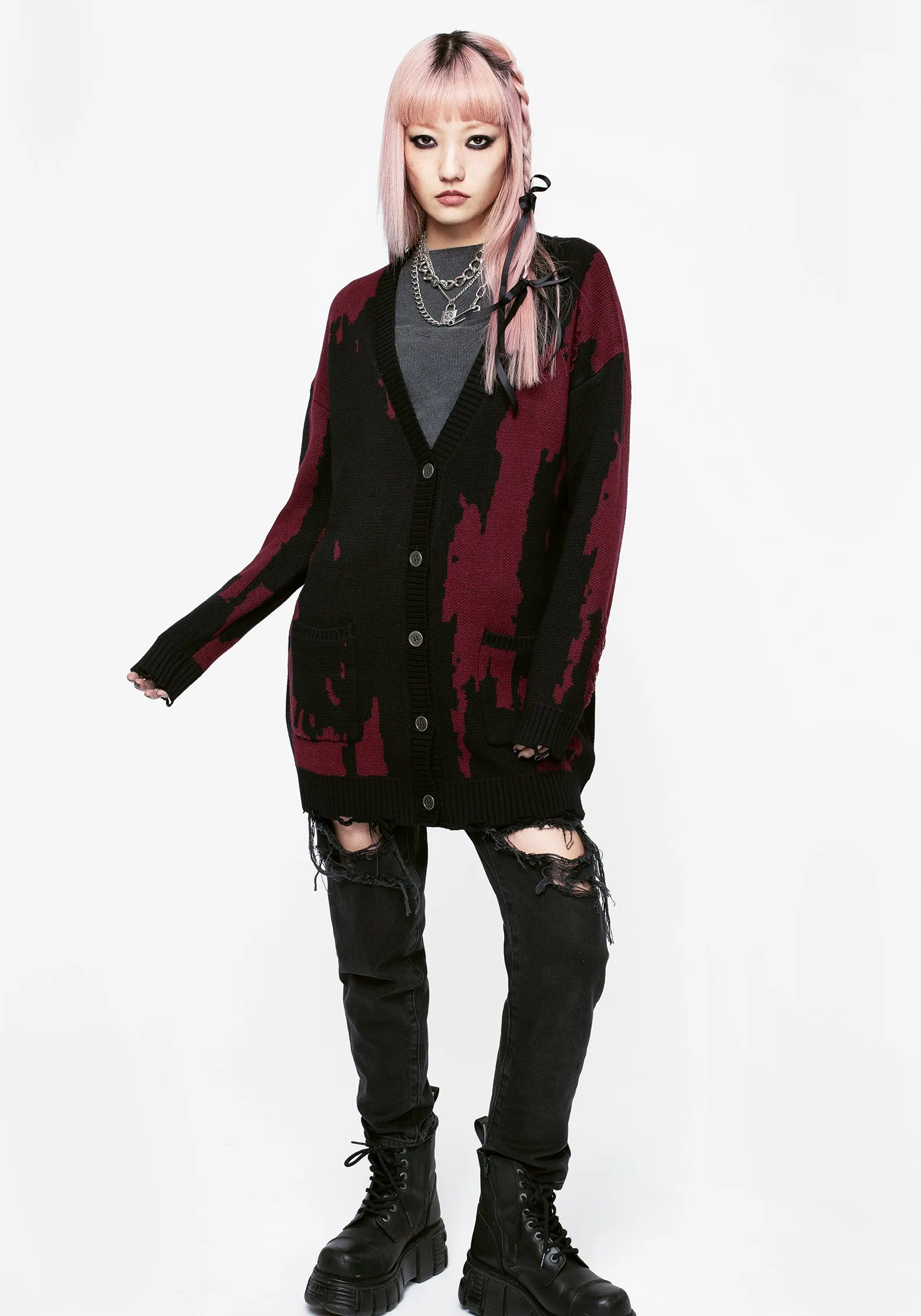 Snag Distressed Oversized Cardigan sold by Disturbia product image thumbnail 5
