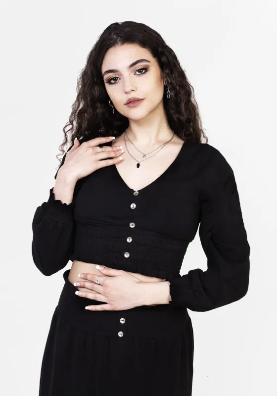 DOLLSOME SHIRRED JERSEY CROP TOP sold by Disturbia