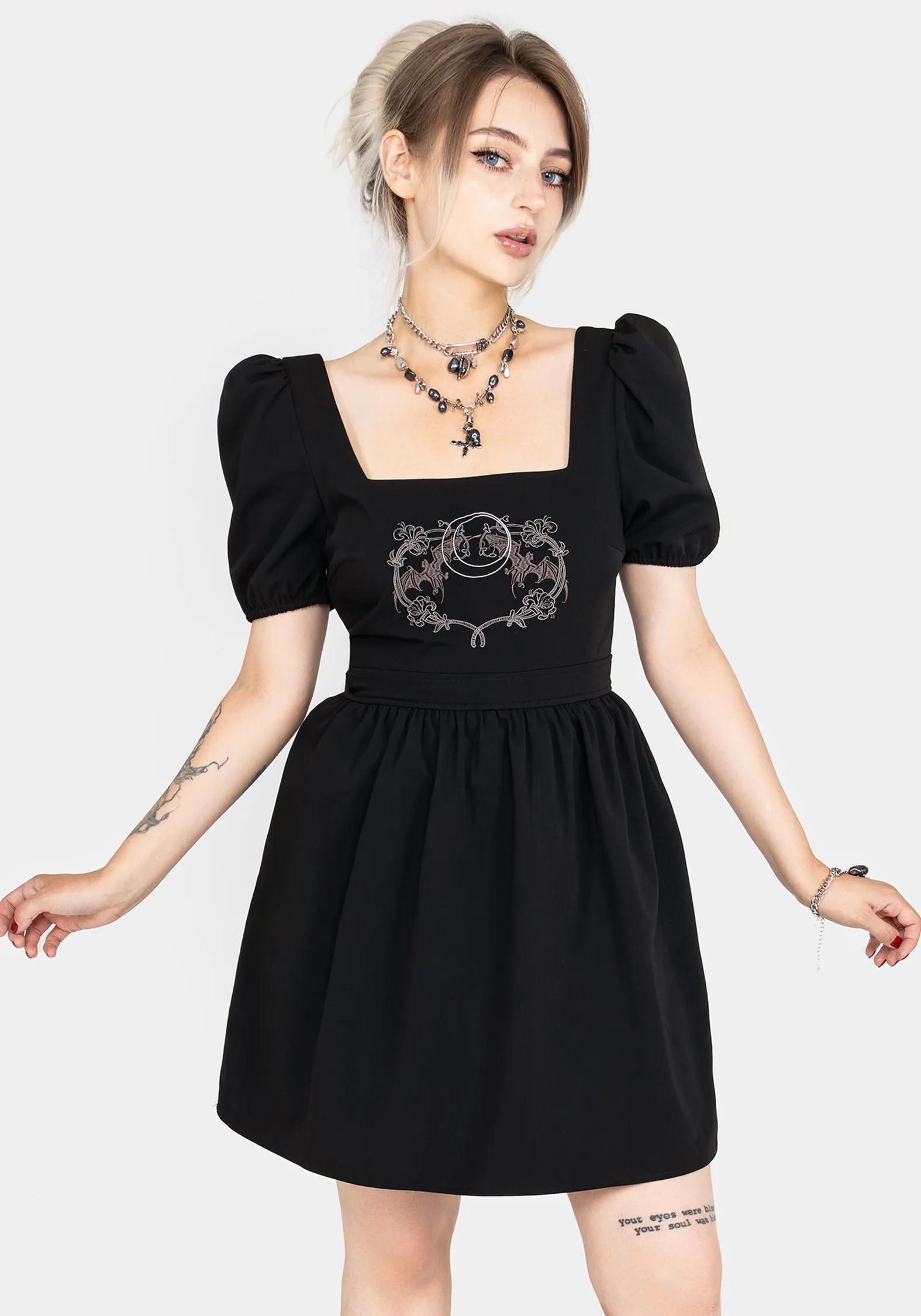 Amphithere Embroidered Puff Sleeve Mini Dress sold by Disturbia product image thumbnail 4