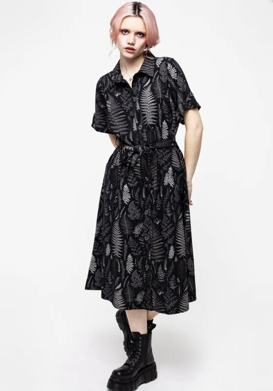Maidenhair Midi Short Sleeve Shirt Dress sold by Disturbia