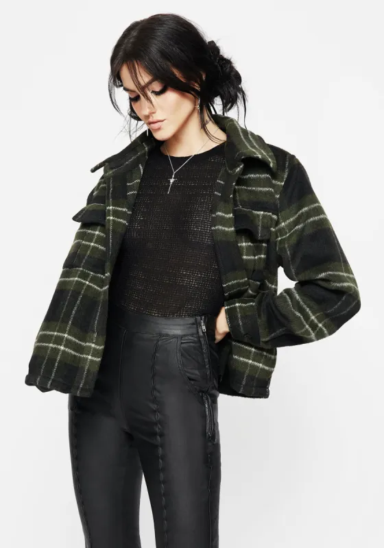 Logan Collared Pocket Check Shacket sold by Disturbia