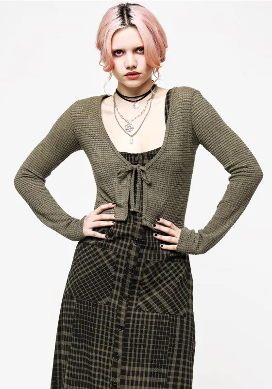 Retrograde Textured Tie Front Cardi sold by Disturbia