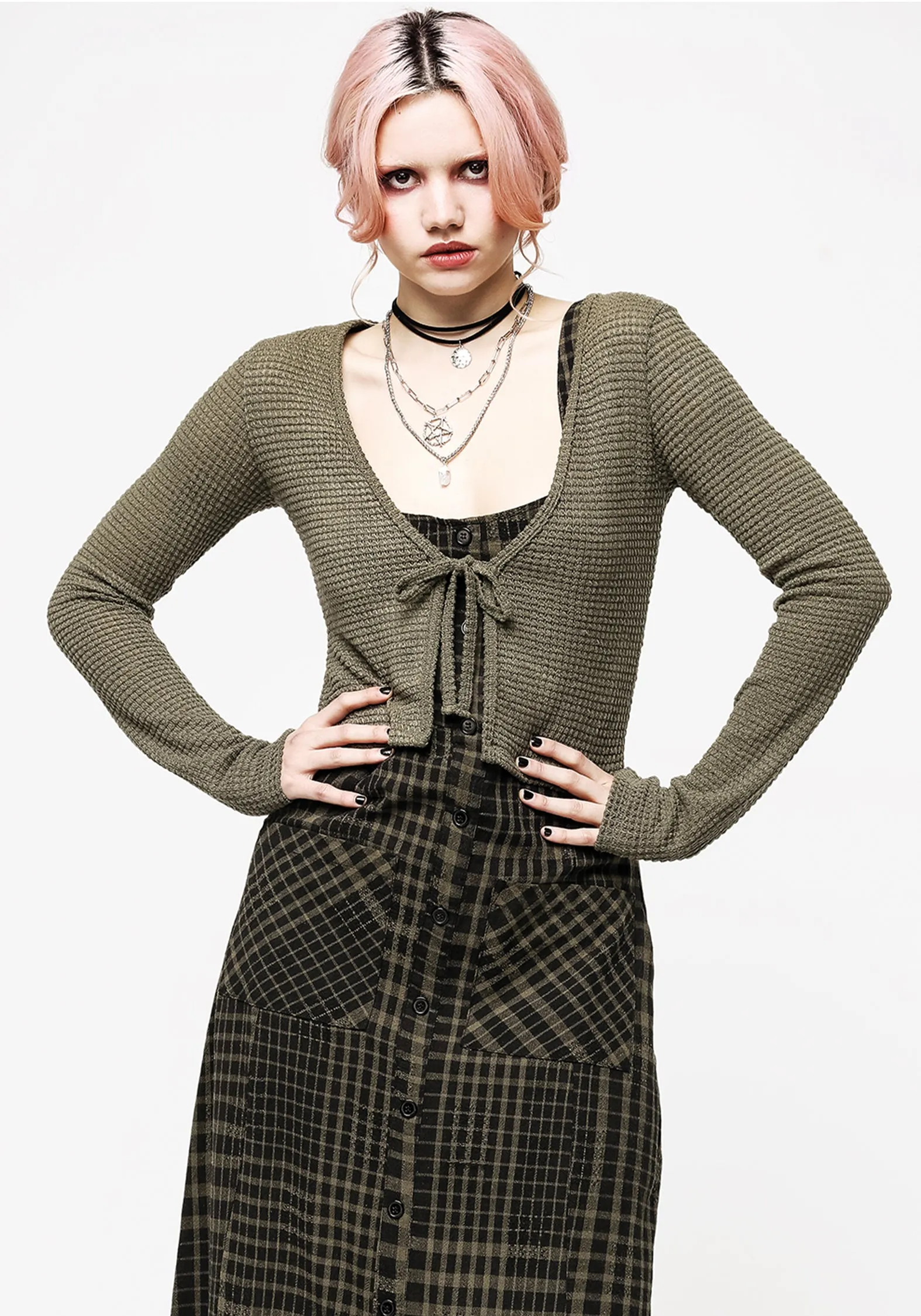 Retrograde Textured Tie Front Cardi sold by Disturbia