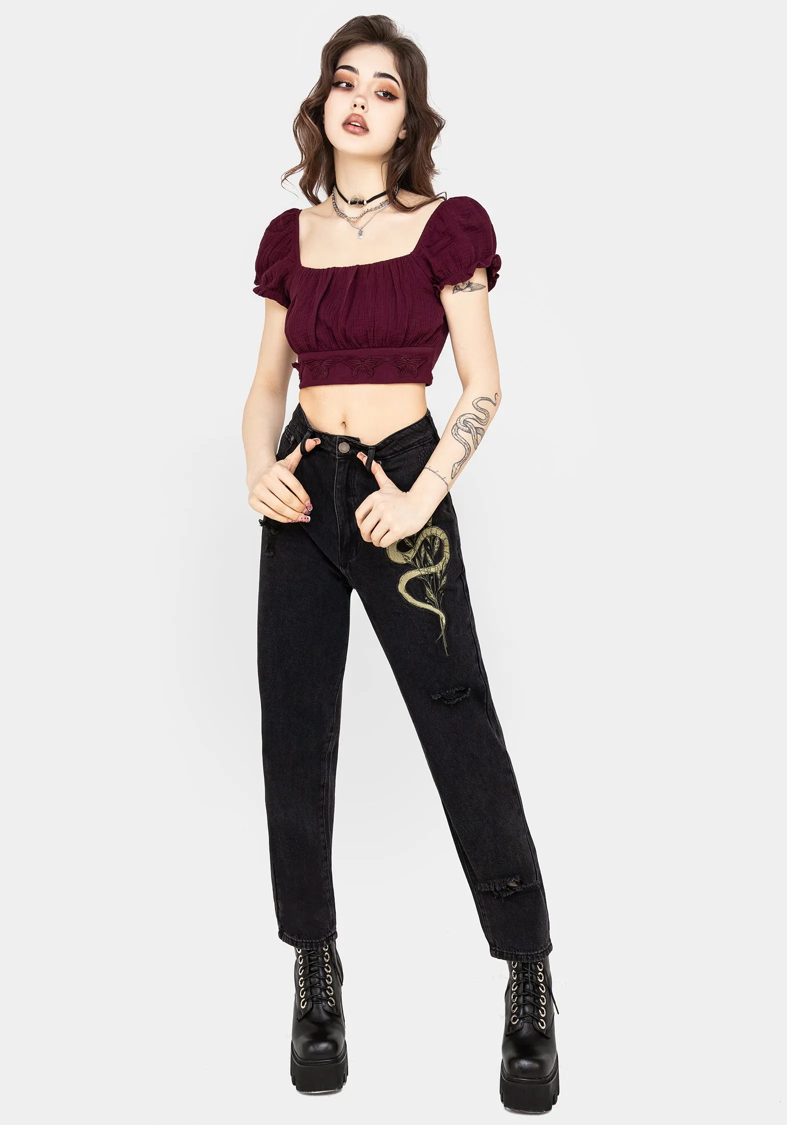 Psyche Textured Crop Top sold by Disturbia product image thumbnail 5