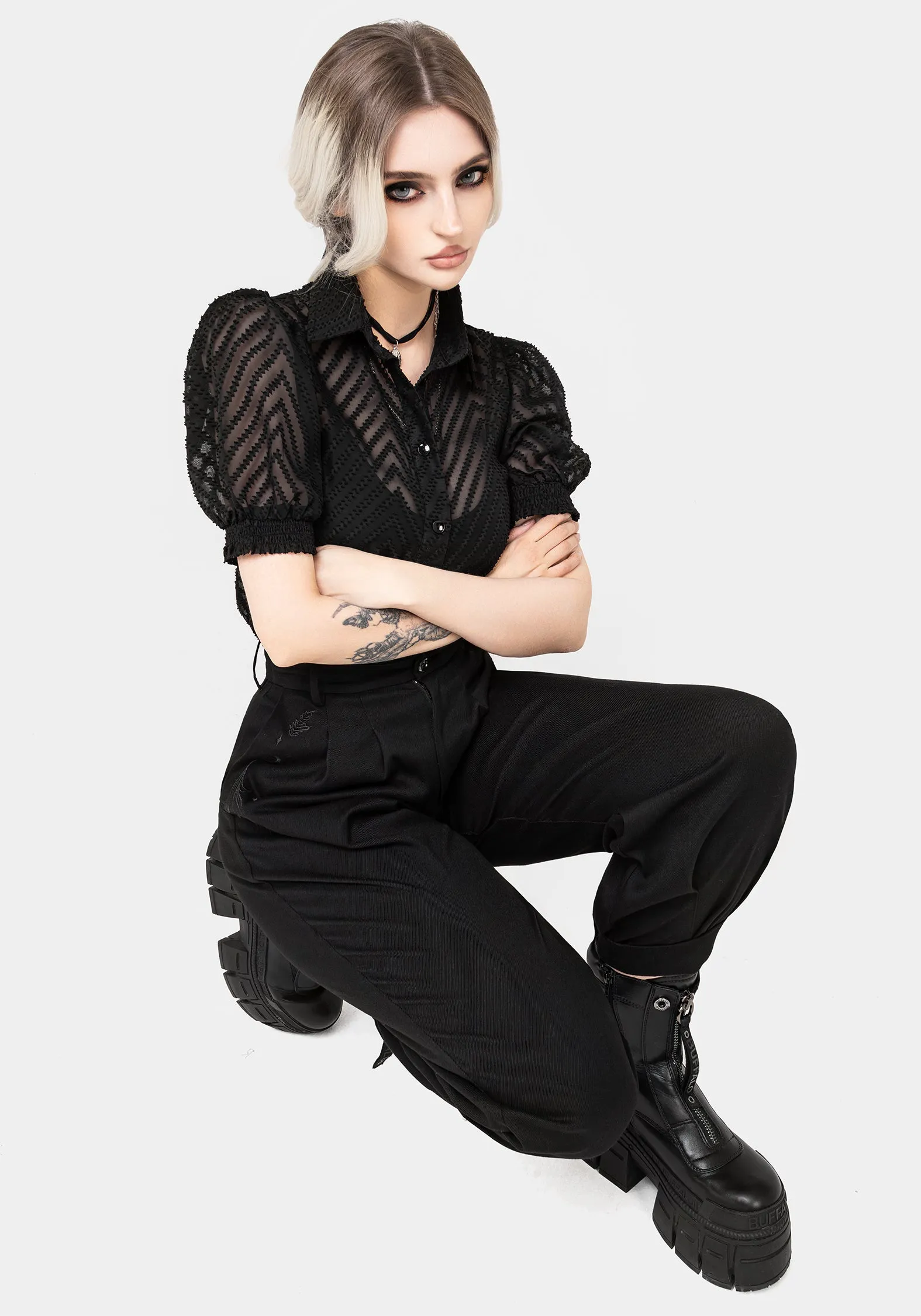 Dianne Embroidered Balloon Trousers - Black sold by Disturbia product image thumbnail 5
