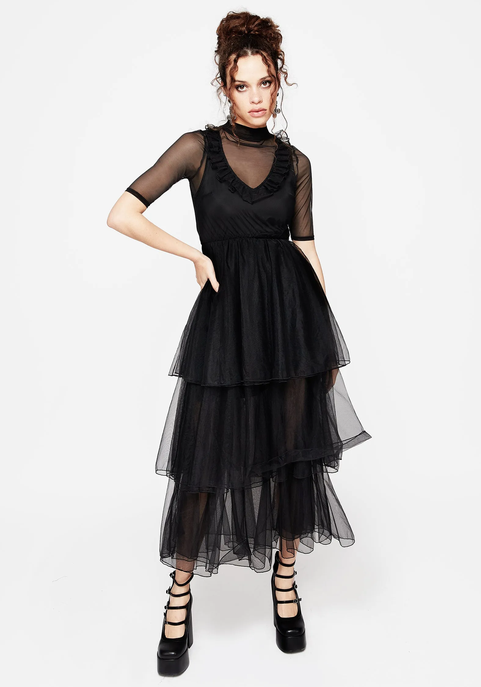 Opus Layered Tulle Apron Maxi Dress sold by Disturbia product image thumbnail 5