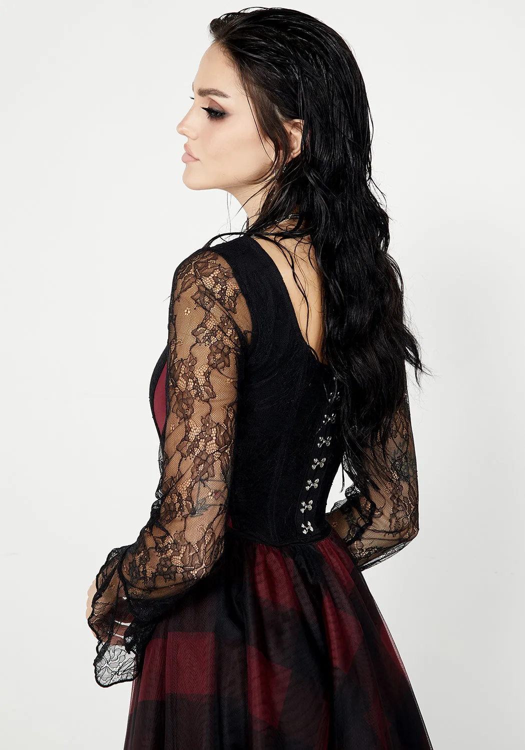Lycia Lace Flared Sleeve Corset sold by Disturbia product image thumbnail 4