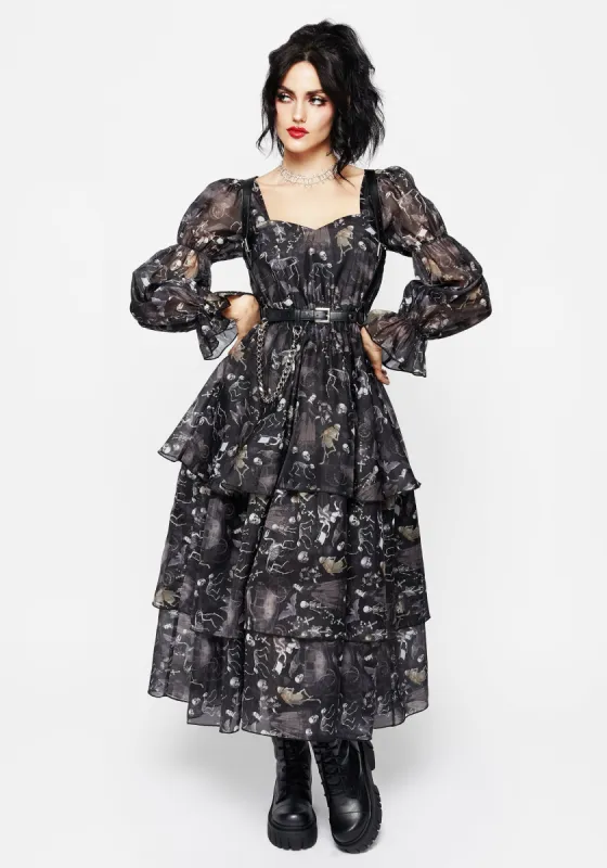 Melancholia Virago Puff Sleeve Layered Organza Midaxi Dress sold by Disturbia