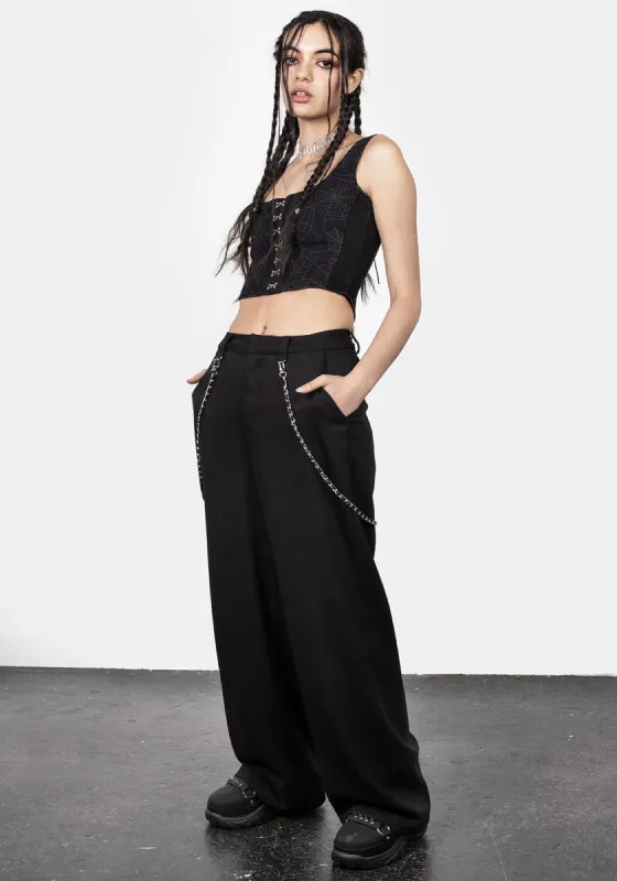 Descent Chain Wide Leg Trousers sold by Disturbia