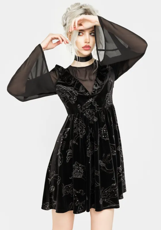 Zodiac Foil Print Mini Dress sold by Disturbia