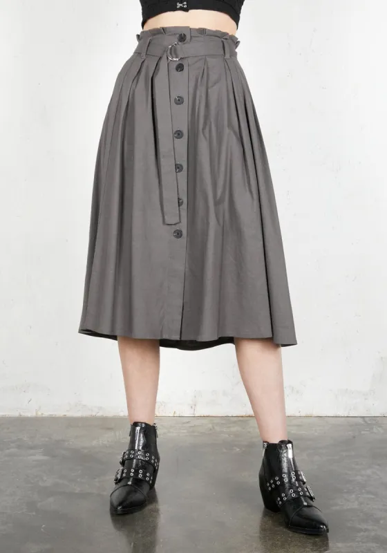 Rite Linen Skirt - Grey sold by Disturbia
