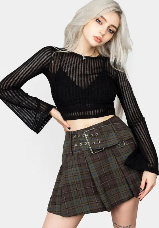 Habundia Flared Sleeve Crop Top sold by Disturbia