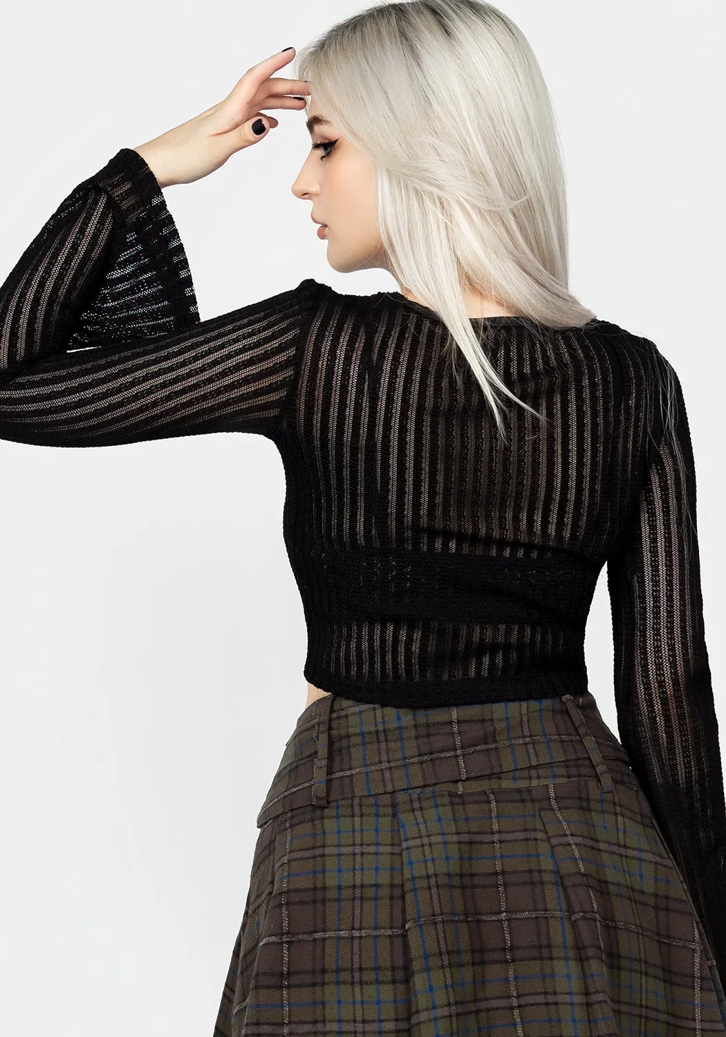 Habundia Flared Sleeve Crop Top sold by Disturbia product image thumbnail 3