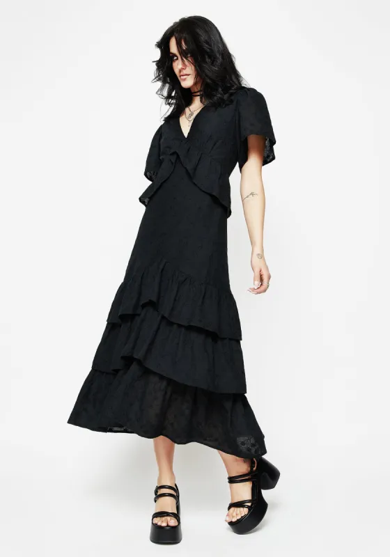 Rowena Peplum Tiered Midaxi Dress sold by Disturbia
