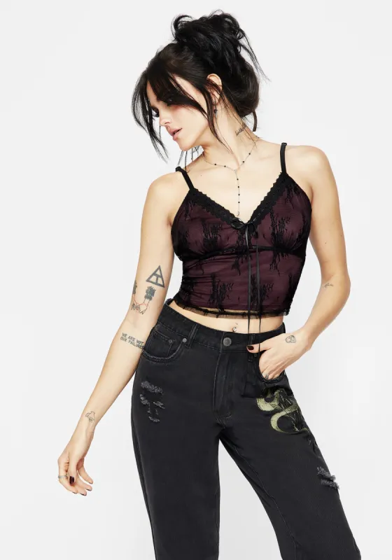Anastasie Lace Cami Crop Top sold by Disturbia