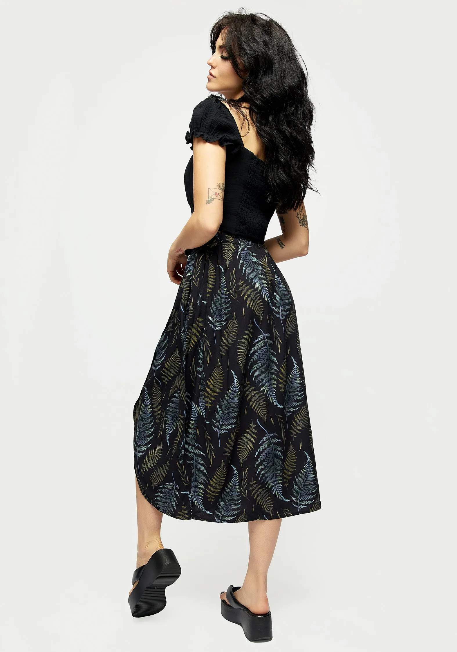 Frond Print Faux Wrap Skirt sold by Disturbia product image thumbnail 3