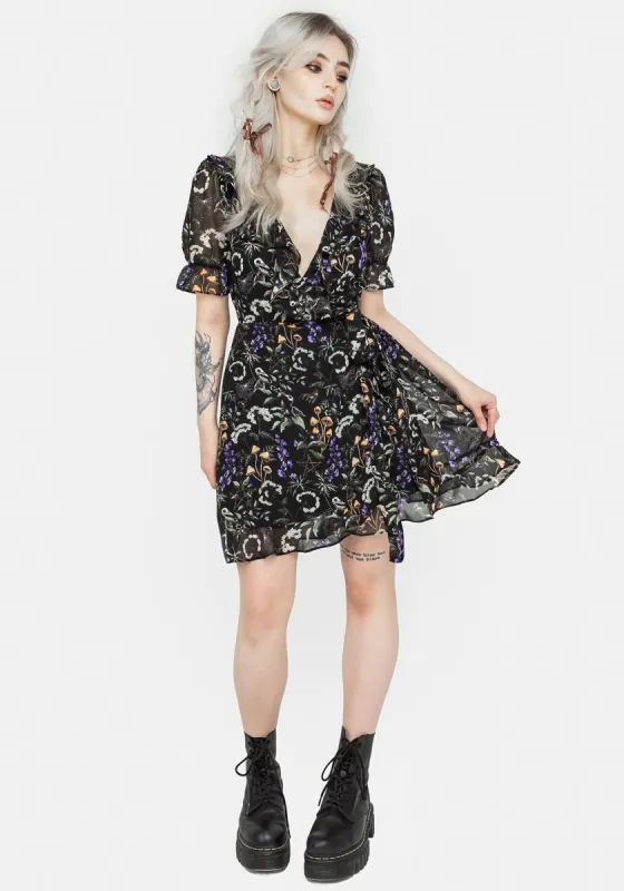 Vesna Chiffon Mini Wrap Dress sold by Disturbia