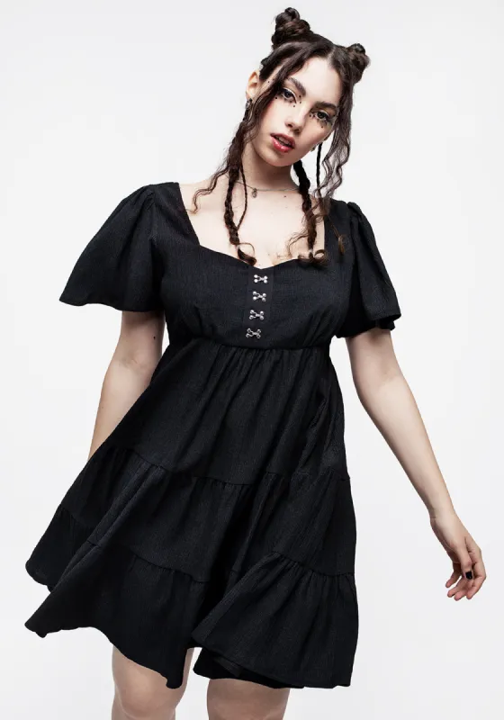 Revenge Tiered Crinkle Mini Dress sold by Disturbia