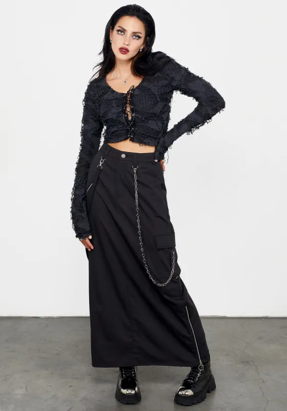 Unravelled Lace Up Top sold by Disturbia