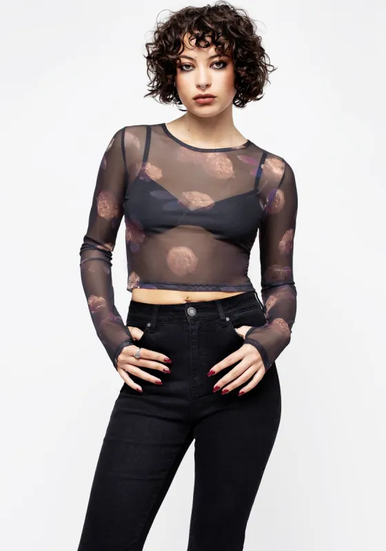 Monica Floral Mesh Top sold by Disturbia