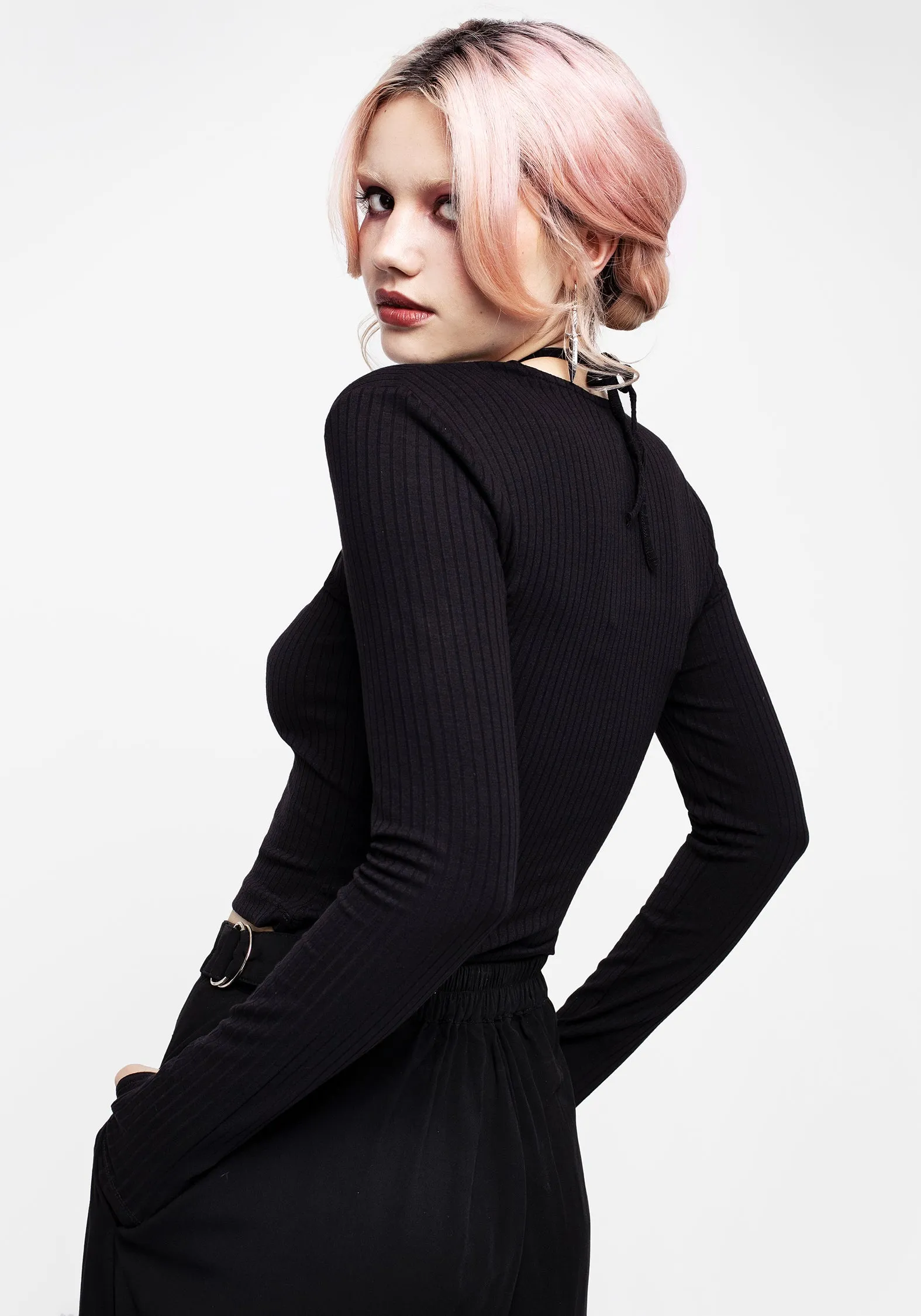 Joanna Pentagram Long Sleeve Ribbed Top sold by Disturbia product image thumbnail 3