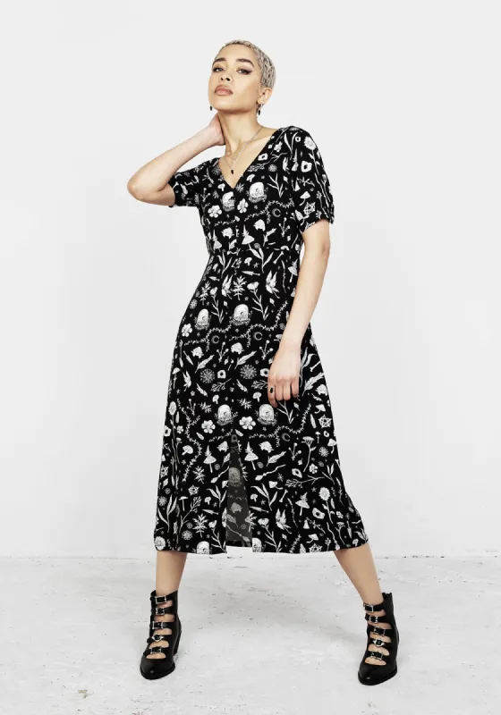 HEDGEWITCH V-NECK MIDI DRESS sold by Disturbia