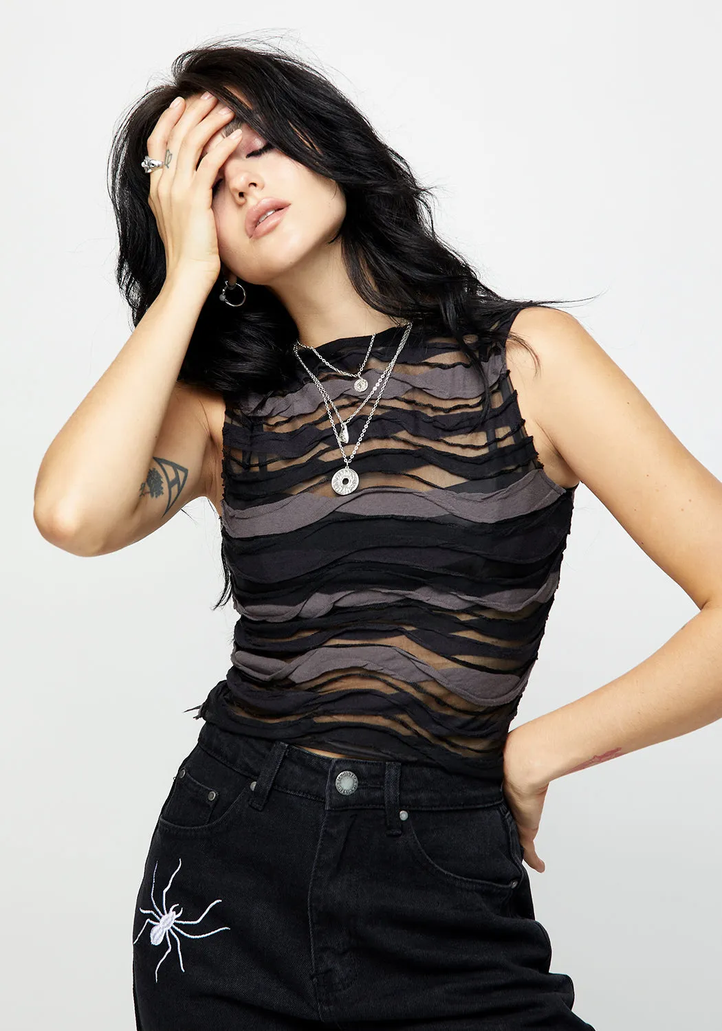 Distortion Sleeveless Crop Top sold by Disturbia product image thumbnail 5