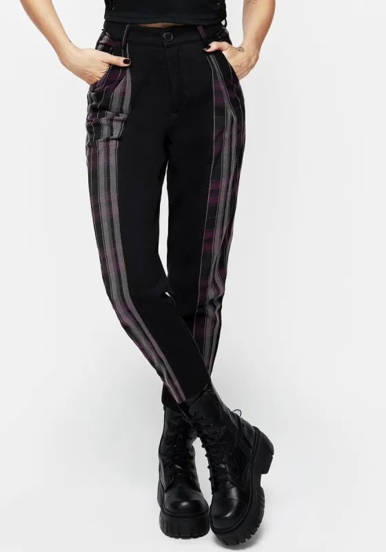 Gambit Spliced Check Tapered Trousers sold by Disturbia