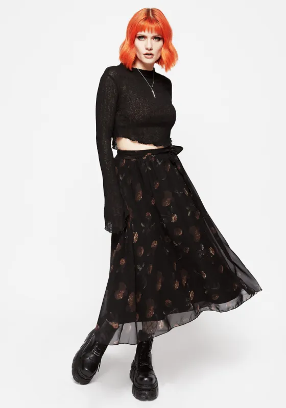 Monica Floral Chiffon Midi Skirt sold by Disturbia