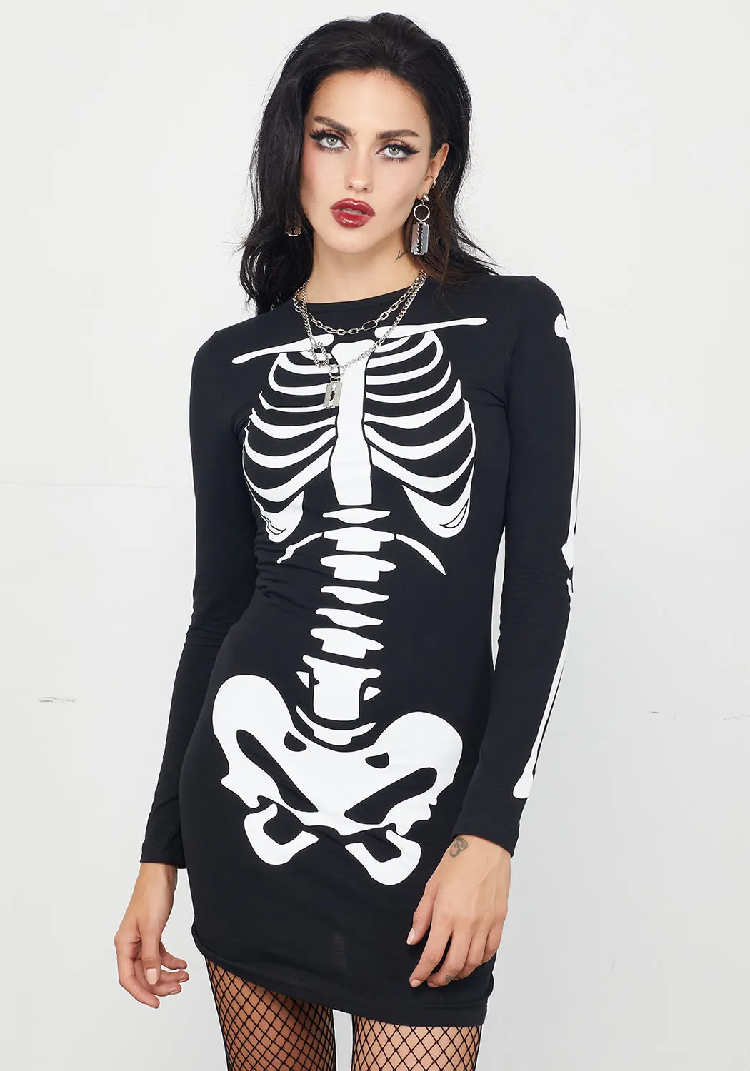 Skeletus Mini Jersey Dress sold by Disturbia